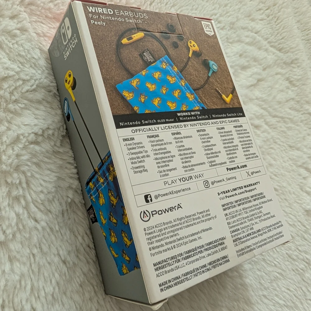 Brand New Fortnite Peely PowerA Wired Buds Nintendo Switch Sealed CODE Included